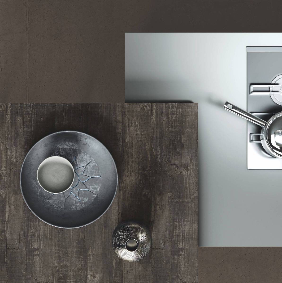 cucina moderna di design Star corda tavolato verde muschio opaco