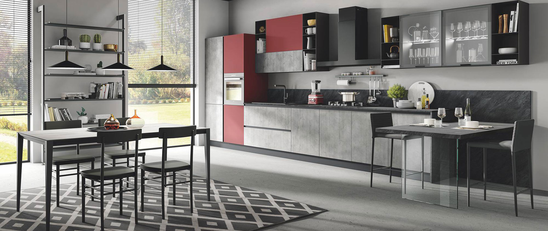 cucina moderna di design Star grigio tavolato terracotta