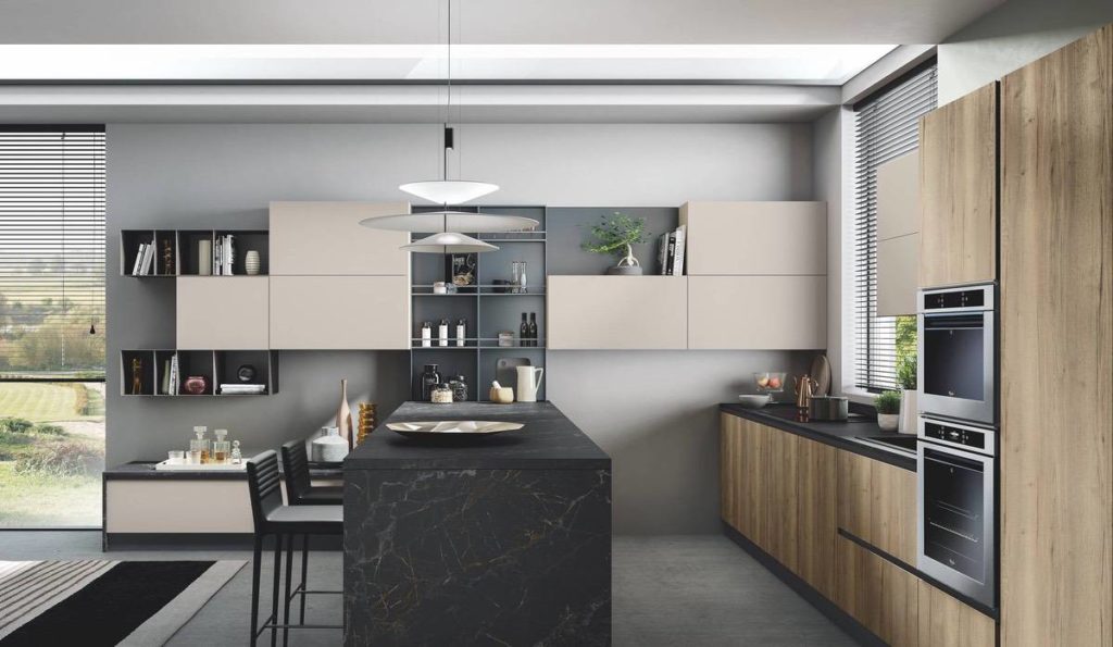 cucina moderna di design Star corda opaco naturale tavolato