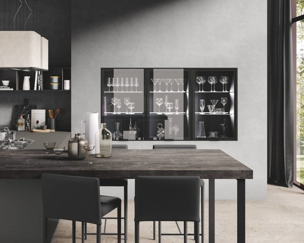 cucina moderna di design Star corda tavolato verde muschio opaco