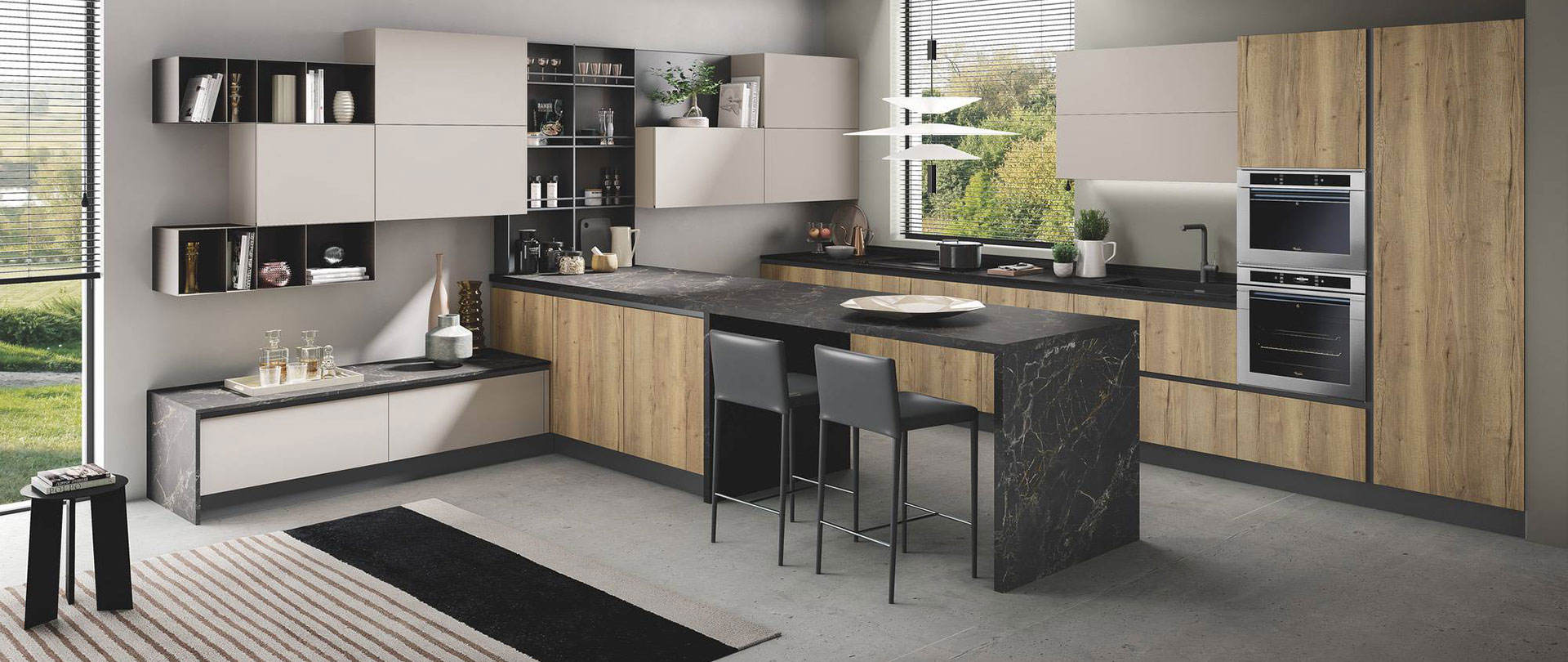 cucina moderna di design Star corda opaco naturale tavolato