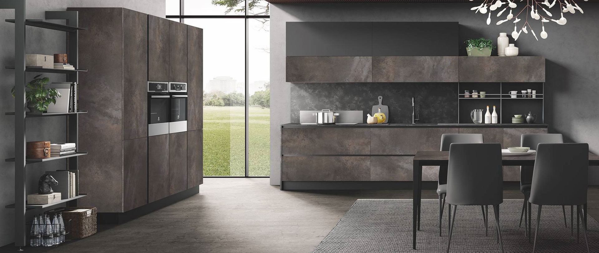 modern kitchen with impeccable design Star pietra terra grafite opaco