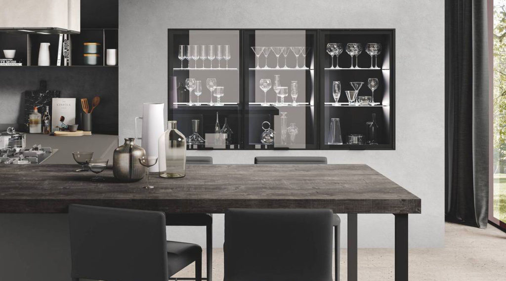 modern kitchen with impeccable design Star corda tavolato verde muschio opaco