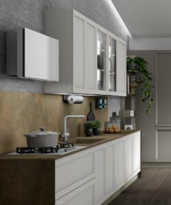 Cucina Moderna LEA con presa maniglia integrata bianco grigio