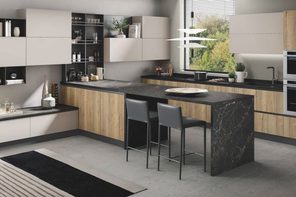 cucina moderna di design Star corda opaco naturale tavolato