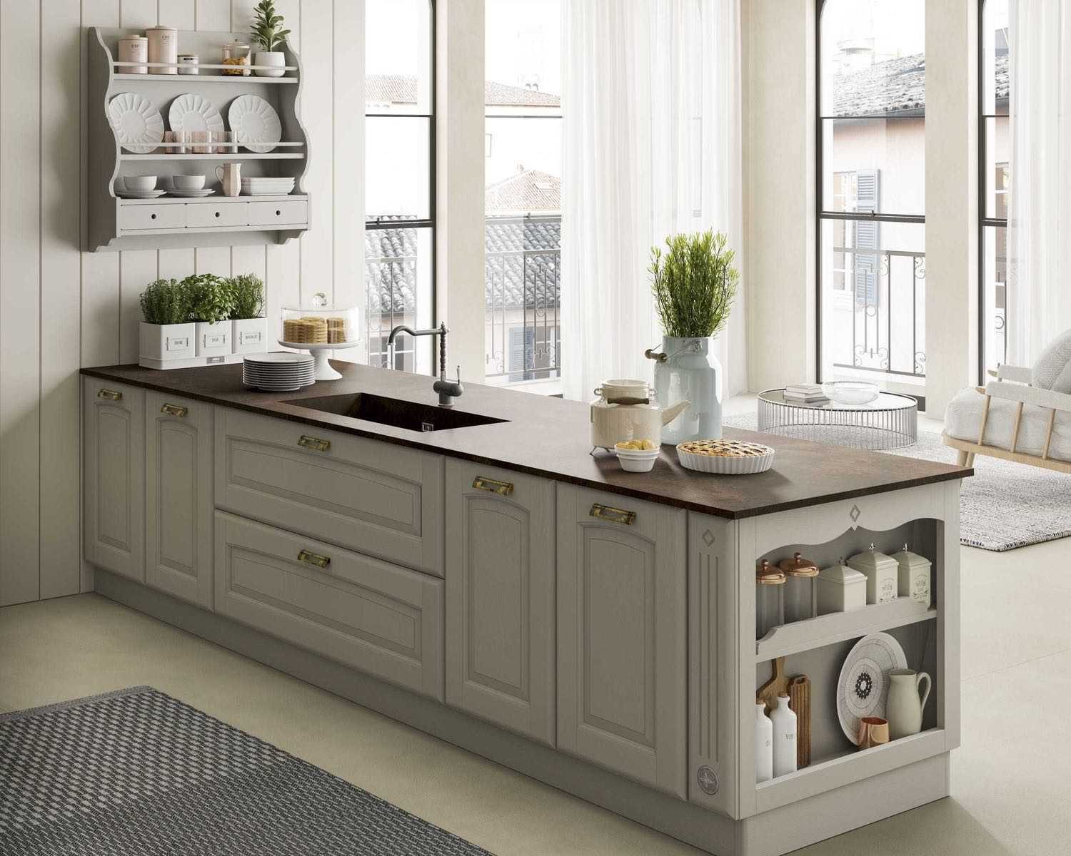 cucina elegante classica olimpia perla bianco ghisa