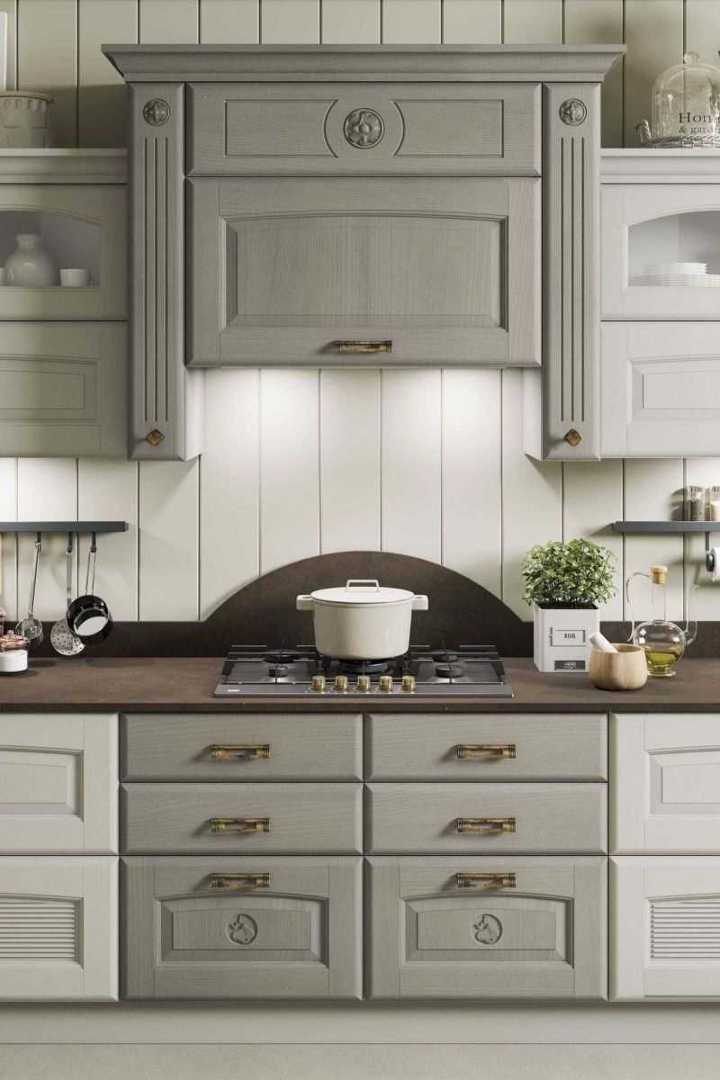 cucina elegante classica olimpia perla bianco ghisa